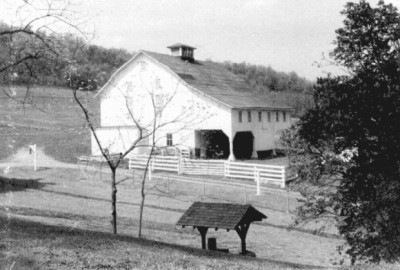 A view of the barn taken in 1958